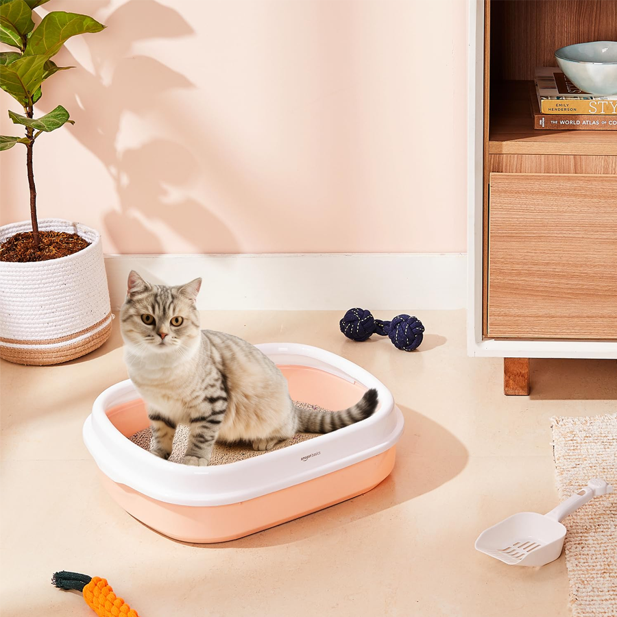 Spacious Pink Cat Litter Tray Hooded